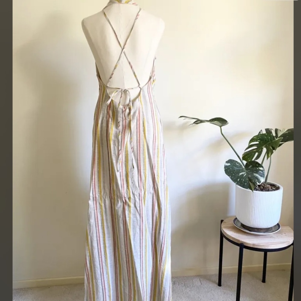 ASOS DESIGN Womens Button Through Halter Neck Maxi Stripe Dress Size UK 12 - Picture 5 of 5